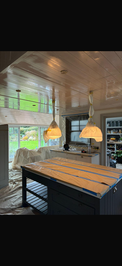 Kitchen protected for spray finishing